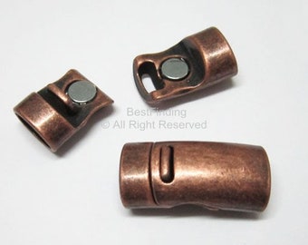 Licorice Leather Bracelet Finding, SALE Magnetic 1 Regaliz Antique Brass Bullet Clasp