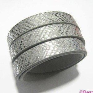 1meter 10mm Silver glitter Grey flat leather cord 10x2mm leather cords S1077