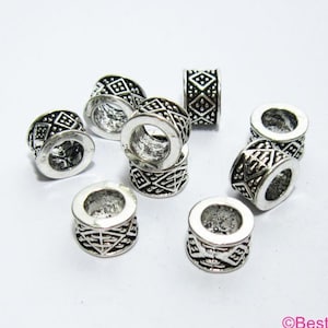 20pcs 5mm Silver tone spacer beads Rhombus spot Large hole metal beads RB06