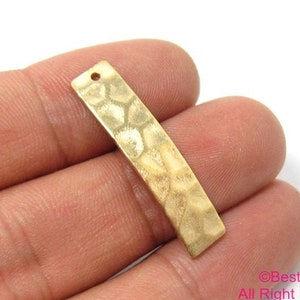Hammered Rectangle Earring Charms, Brass Charms For Earrings, 32x10mm, Earring Findings, Necklace Pendant, Jewelry making Supplies - R060