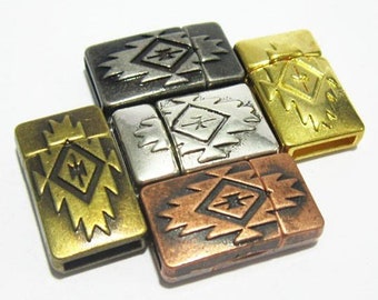 3pcs Leather clasp 10mm leather connector 10x2mm Tribal textured clasps for leather bracelet FC02