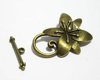 10 juegos de cierre de palanca de flor floreciente Cierre de palanca de bronce antiguo