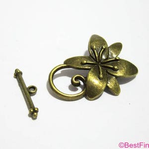 10sets Bloomy Flower toggle clasp Antique bronze toggle clasp
