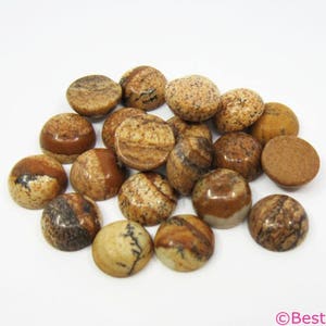 10pcs Picture stone cabochon, Round flat back, natural stone cabochon, Jewelry making, 6mm 8mm 10mm 12mm