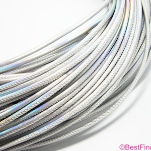 Tiras de couro redondas de 3 mm Prata neon Cordão de couro redondo de 3 mm -3 metros
