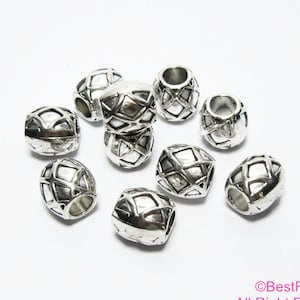 20pcs Metal beads viking hair beads 5mm Silver tone barrel Large hole beads RB07
