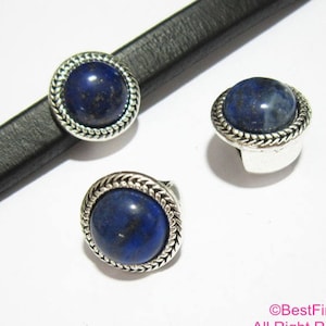 Licorice findings, 10x6mm Leather sliders, Lapis lazuli cabochon, leather spacer, 11x7.5mm, Bracelet findings - LR33