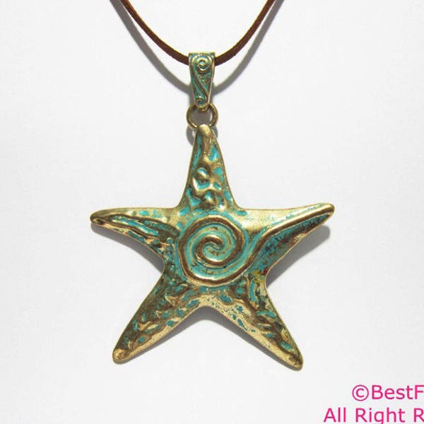 2sets Patina pendant starfish pendant Big sea star pendant Necklace pendant