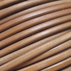 5mm Round leather cord Natural color Genuine 5mm leather strips Bracelet leather