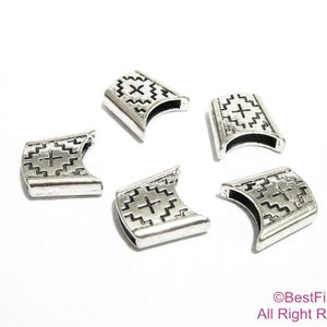 10pcs 10x2mm leather findings Silver tone 11x2.5mm leather sliders FF36
