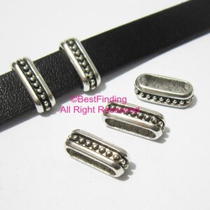 10pcs 11x3mm Spot stripe slider 10mm Flat leather findings -FF76