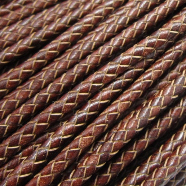 5mm Leather cord, Genuine leather braid leater strips, Distressed round leather cord, Bolo leather, Necklace, Bracelet making