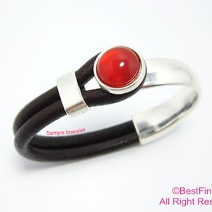 3sets 5mm Half cuff clasp, Agate cabochon, 10x5mm, Half cuff bracelet clasp, Leather bangle - RH12