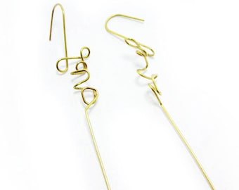 Carta de amor Alambre de latón para el oído, hallazgos de pendientes, 73x12x0.7mm, Ganchos para pendientes de latón, Suministros para pendientes - R988