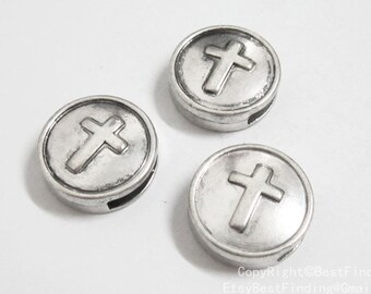 10pcs 10x2mm Hallazgos de cuero cruzado 10mm plana cuero sliders -FF24