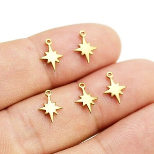 North Star Charm, Mini Star Earring Charm, Brass Charm For Jewelry Making, Celestial Findings, 10.4x7.5mm, Raw Brass -R1897