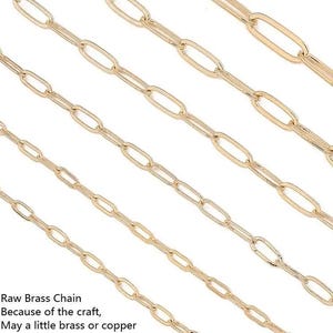 Oval Gliederkette, Büroklammer Kabelkette, Halskette Kette, Rohes Messing Kupfer Kette, DIY Schmuckherstellung, Runddraht flach, 2,2 mm 3 mm 4 mm 5 mm -RC06