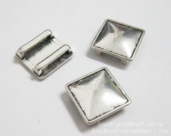 10pcs Square leather slider Flat leather findings with protuberant middle -FF07