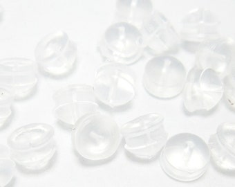 500 Clear Rubber Ear Nuts Hypoallergenic 5x4mm 