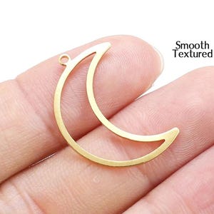 Crescent Moon Charm, Earring Charm For Jewelry Making, Necklace Pendant, Raw Brass Findings, 26x17.5mm -R063 R1871