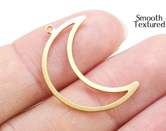 Crescent Moon Charm, Earring Charm For Jewelry Making, Necklace Pendant, Raw Brass Findings, 26x17.5mm -R063 R1871