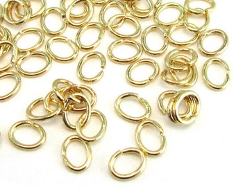 Oval Jump Rings, Gold Jump Rings, 5x4x0.8mm, Gold tone, Open Jump Rings, Link Chain Connector, Jewelry Making supplies - RP054