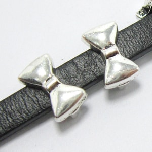 10pcs 6x2mm Leather slider Bowknot bracelet slider 5x2mm leather findings FF227