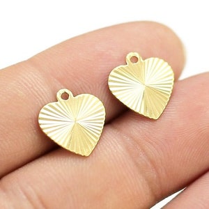 Textured Heart Earring Charms, Brass Heart Charm, Bracelet Pendant, Earring Findings, 13.6x12.6x0.7mm, Jewelry Making - R1841