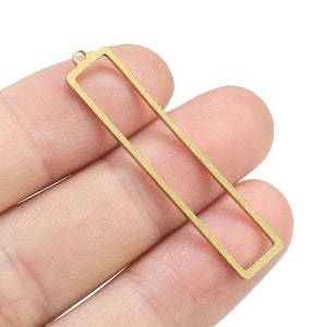 Rectangle Earring Charms, Rectangle Frame Brass Connector 42x8.5x1mm, Necklace Pendant, Earring Findings, Jewelry Making - R1457