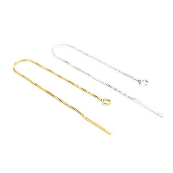 Threader Earrings, Long Chain Threader Ear Wires, Minimalist Earrings, Dangle Earrings, DIY Jewelry Making, 100mm, Real Gold Plated - GH180