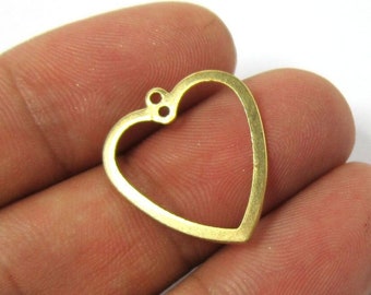 Brass Heart Charm, Heart Connector, Brass Charms for Jewelry Making, 21x19mm, Earring Findings - R111
