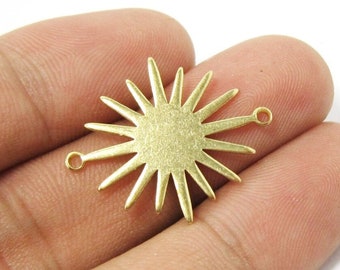 Brass Sun Earring Charms, Sun Connector For Jewelry making, Earring Findings, Jewelry Supplies, 26.5x22x1mm - R1384