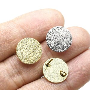 Bling Round Earring Posts, Round Ear Studs, Earrings Making, 14mm 20mm, Jewelry Supplies, Real Gold Plated -GS254 GS303