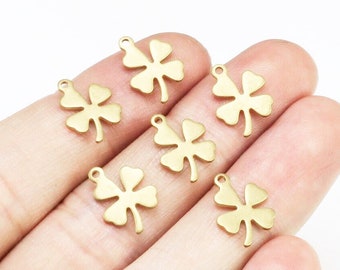 Clover Leaf Charm, Leaf Earring Charms, Brass Charm For Jewelry Making, Necklace Pendant, Earring Findings, 13.3x9.5mm - R1329