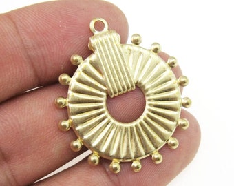 Solberlock i mässing, örhänge i mässing, 35 x 31 mm, runda cirkelformade mässingsdetaljer, halsbandshänge, smyckestillverkning - R1559
