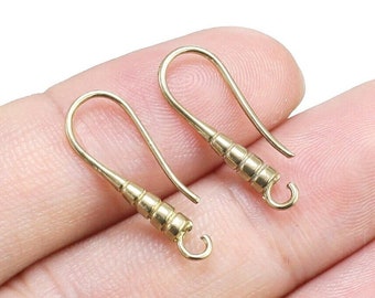 Brass Ear Wires, Earring Hooks, 20.5mm, Circle Stripe Earring Wires, Open Bail, Earring Findings, Jewelry Making - R241