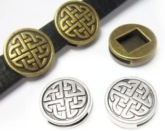 10 Stück 10 mm flache Lederverschlüsse, Lederschieber mit Flechtmuster, 10 x 2 mm, Stricken, Lederarmbandherstellung, Schmuckzubehör -FF30