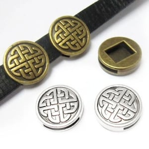 10pcs - 10mm Flat Leather Findings, Weave Face Leather Slider, 10x2mm, Leather Bracelet Making - FF30