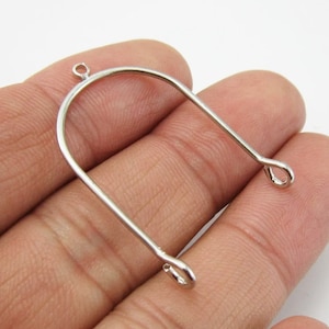 Arched Earring Connector, U shaped Brass Charms, Silver tone, Brass findings, Earring Accessories, Jewelry Making - RP146