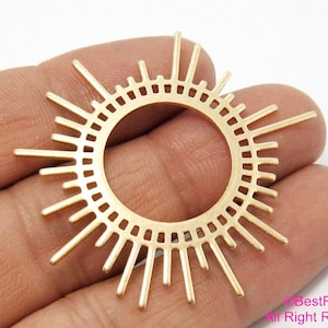 Sunburst Pendant, Brass Sun Charm, Earring Findings, 45x42mm, Necklace Pendant, Jewelry Supplies -R473