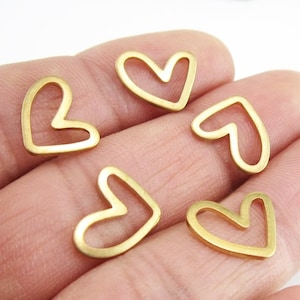 Brass Heart Charm, Heart Link Connector, Brass Charms For  Jewelry Making, Earring Findings, 13.8x10.7mm - R1430