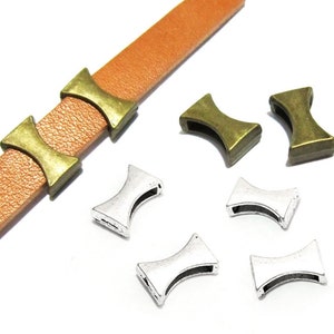 10pcs 10mm Leather Sliders, Leather Bracelet Spacer Bar, 10x2mm, Flat Leather Findings, Jewelry Supplies -FF73