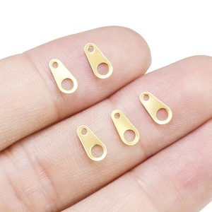 Teardrop Chain Tabs, Link Chain Connectors, Brass End Tags, Brass Crimps, 8x4mm, 8x3mm, 7x4mm, Jewelry Making - R2165 R2166 R876 R679