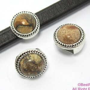5pcs Licorice leather finding1 Picture stone cabochon, 10x6mm leather sliders, 11x7.5mm, Bracelet findings