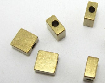 Perline quadrate in ottone, perline distanziatrici in ottone, cursori in ottone massiccio, 6x6x3mm, componenti per bracciali, creazione di gioielli - R1161