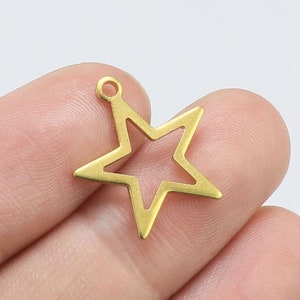 Messing Stern Charms, Mini Stern Baumeln Ohrring Charm, Ohrring Zubehör, 17mm, Messing Zubehör, Schmuckherstellung - R324
