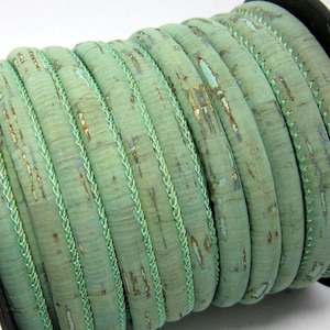 6mm Round Cork Green Wood grain Portuguese cork strips