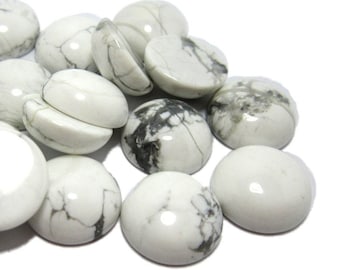 10pcs Round cabochon, Real white turquoise cabochon, Natural stone, Round flat backs, Jewelry making, 8mm 10mm 12mm