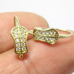 Cartilage earrings Brass earring findings Brass Ear Wires with rhinestone 15.7x8.6mm leaf Ear hooks Earring Posts R2003