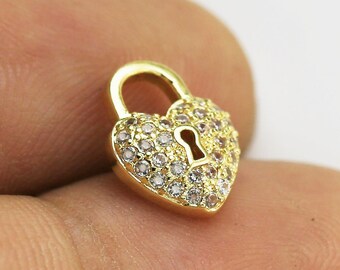 6 ciondoli a forma di cuore dorati, delicati ciondoli per orecchini a cerchio, ciondoli staccabili, placcati in oro vero, per la creazione di gioielli - G1012